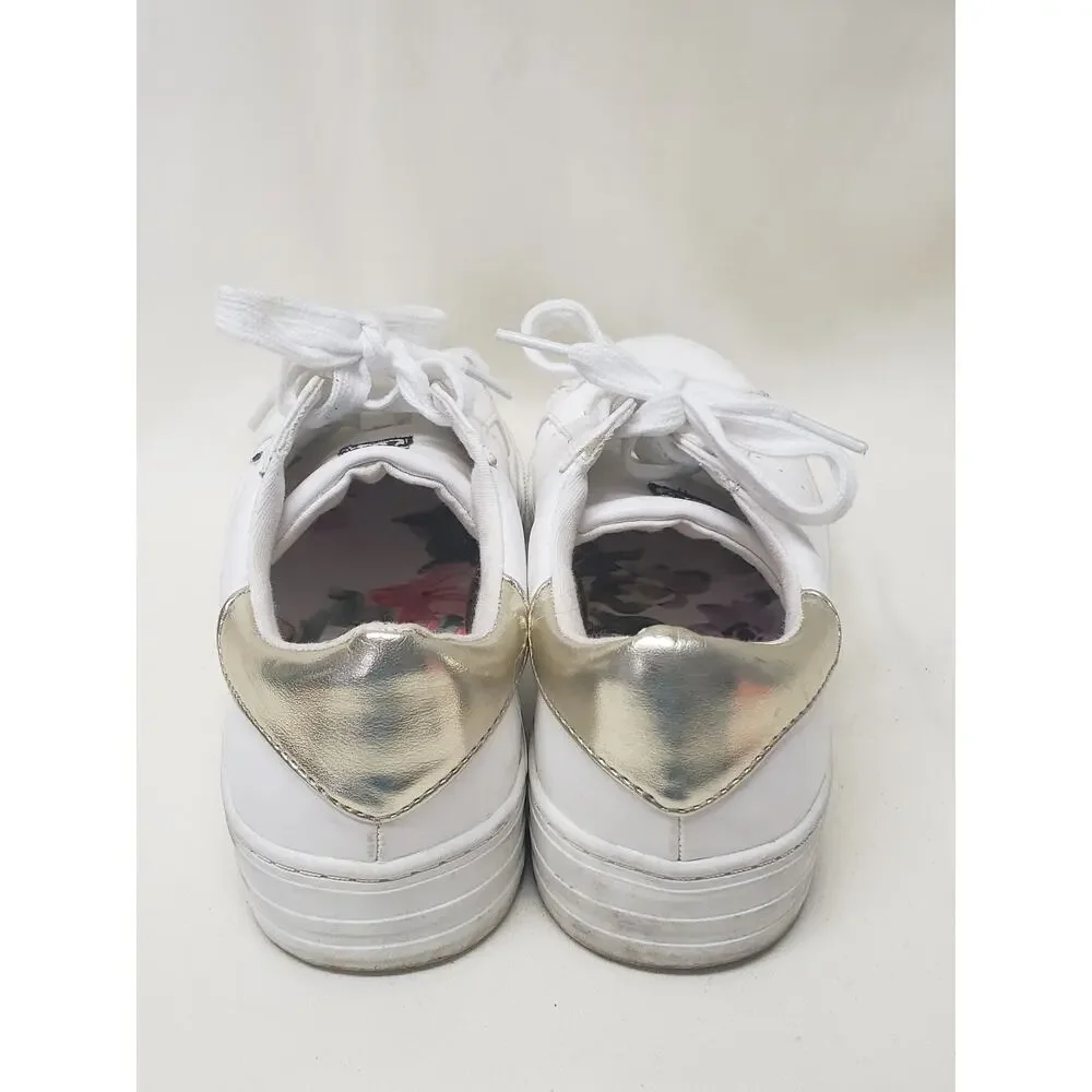 London Underground Kensa White & Gold Shoes - Women's Size 8 Sneakers